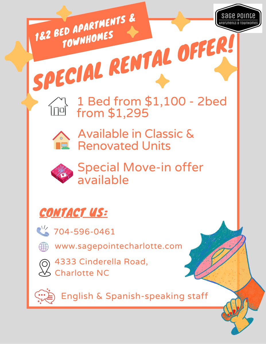 PointeSage's tweet image. ✨ Feel the excitement of your new home with our special promotion: 💰 $200 fee waived and 🎁 Win a $150 Amazon Gift Card or a Ring Camera. Easy application—schedule your tour today! ✨
#FeeGratis #1Bed #2Bed #GiftCard #RingCamera #EasyApplication #TuNuevoHogar #MoveInSpecial #S