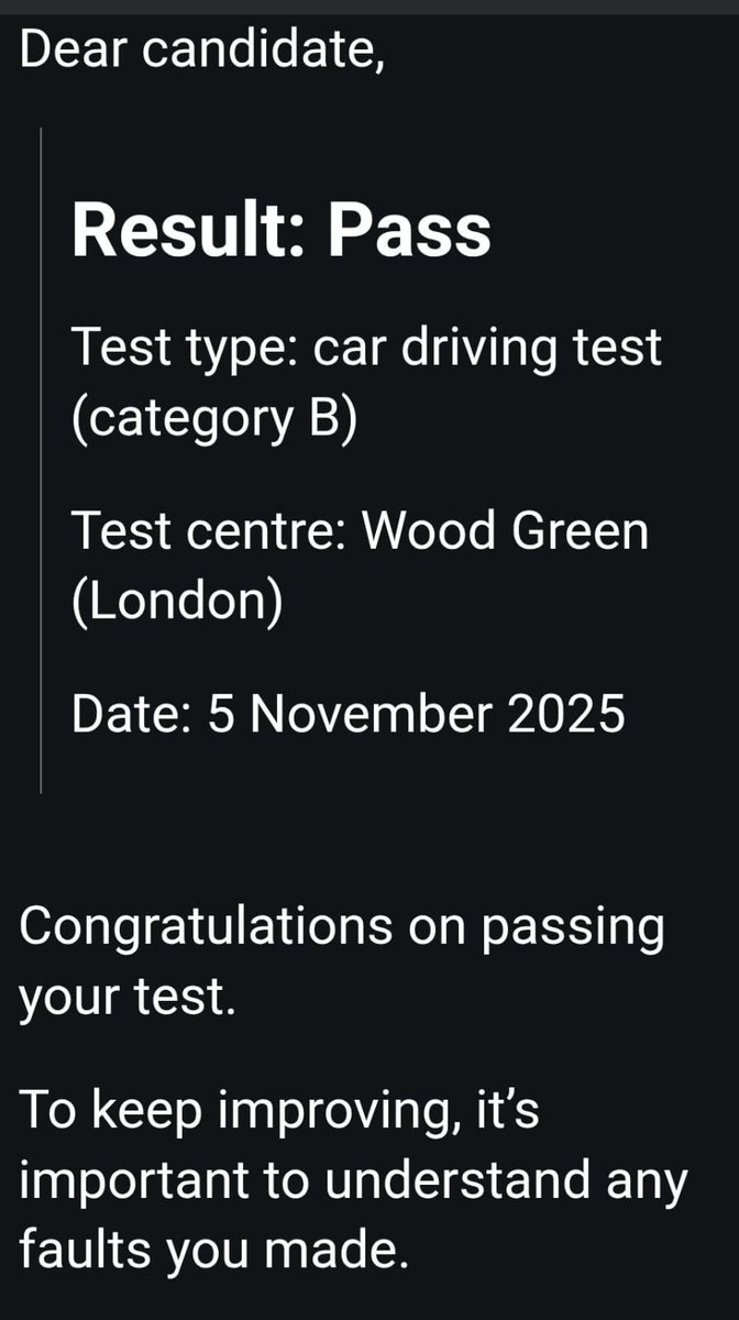 Mikelidriving's tweet photo. Congratulations Lewis! 
Passed his practical driving test today a first-time pass with only 2 minor faults at Wood Green DTC @ 9:07 with Allen 
See you soon for the motorway lessons 🛣️ 
You’re a brilliant driver — keep up those skills for life! 🚗

Thank you for learning with us! https://t.co/qMHURvuw16