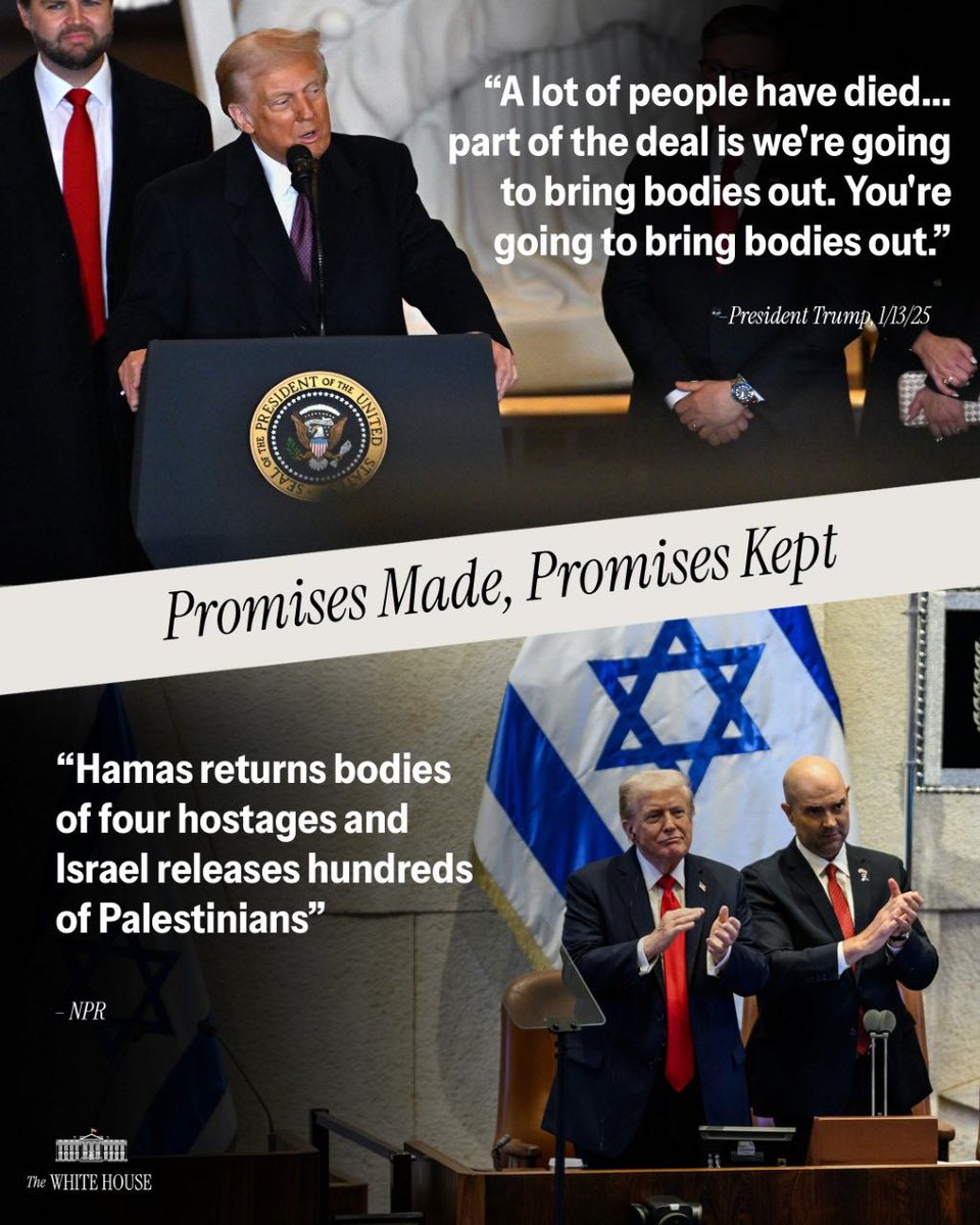 WhiteHouse's tweet image. PROMISES MADE, PROMISES KEPT: RELEASING THE HOSTAGES.