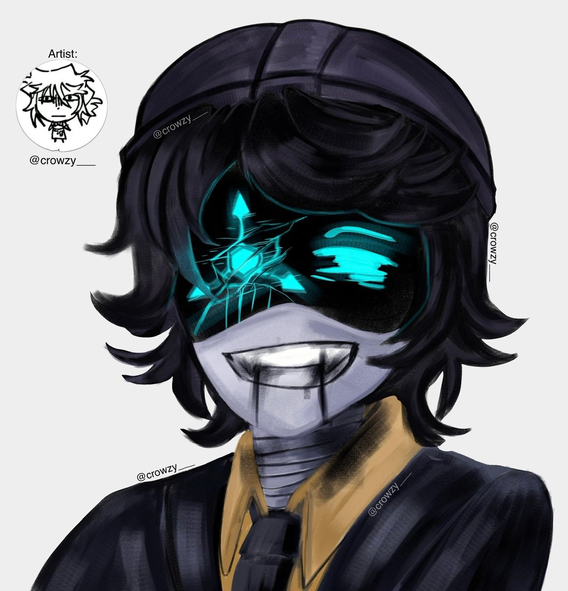 Want to give a Huge Thanks to <a href="/crowzy___/">Crow</a> for making this art/comm of Uno &amp; Unity and a headshot of Uno

I am really amazed/love how both turned out 🩵💛

((Read ALT))
#MurderDronesOC #mdtwt #MurderDrones