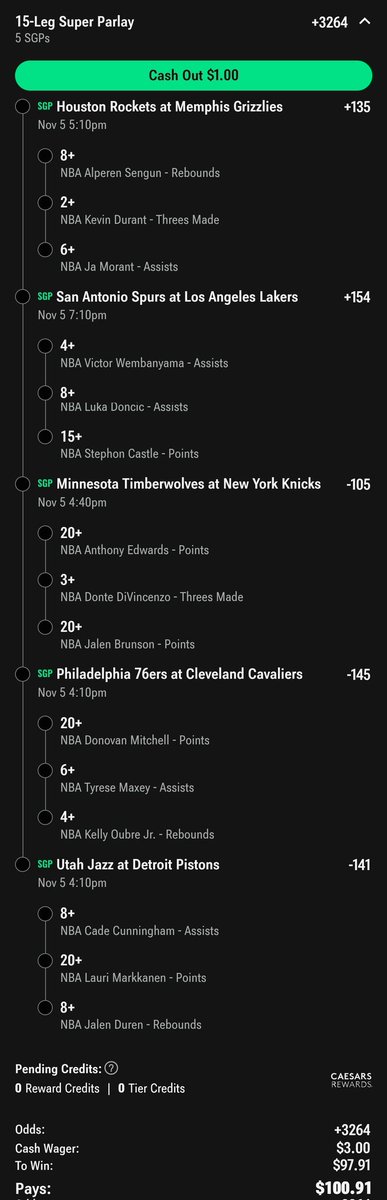 OneDollaHollas's tweet photo. And let this be a testament to how TRASH of a betting state Nevada is. Along with how bad @CaesarsSports is. How is the same exact bet on @FDSportsbook +9300 odds, but only +3200 on @CaesarsSports? @TheParlayPlug don't come to Vegas bro. This is what you'd have to deal with smh. https://t.co/MTL481bsoo