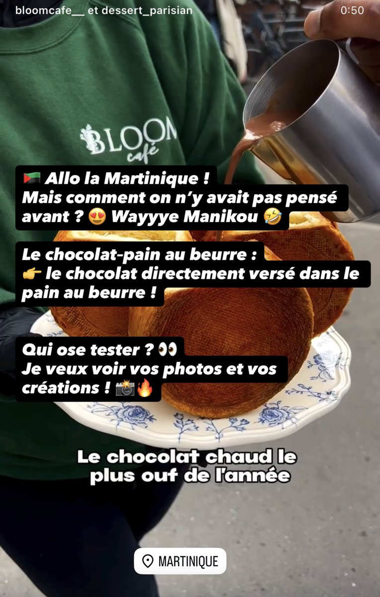 An tan lontan, on trempait le pain au beurre dans le chocolat chaud.
Aujourd’hui, le chocolat vient s’y blottir lui-même…
Allo📞Martinique 🇲🇶