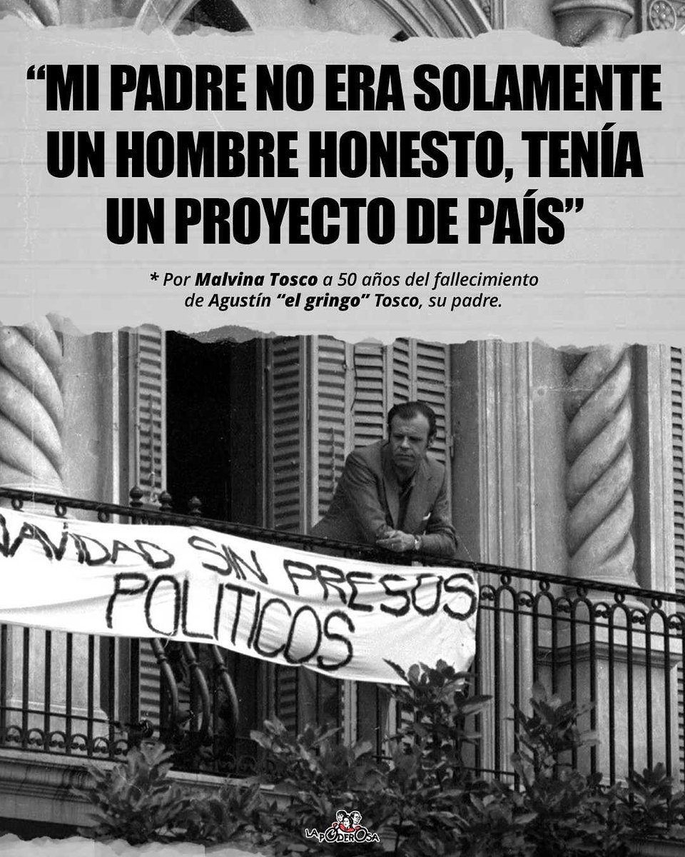 gargantapodero's tweet image. "Mi padre no imaginaba una Argentina arrodillada al imperialismo, convertida en factoría de intereses extranjeros", dice Malvina a 50 años del fallecimiento de Agustín “el gringo” Tosco, su padre. "Me duele ver cómo seguimos subordinados, votando en contra de nosotros mismos".