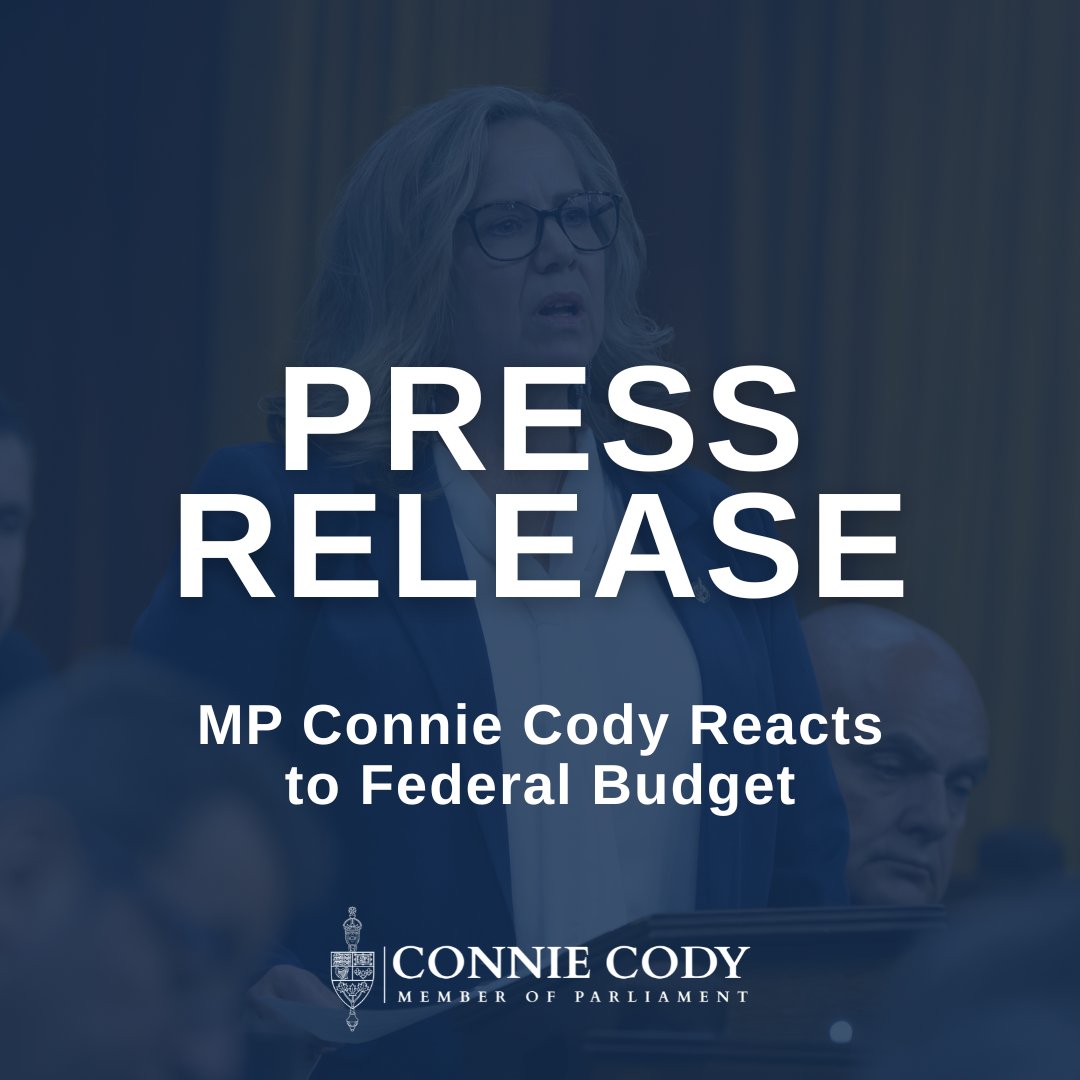 Statement from MP Connie Cody on the federal budget:
The Liberals are adding $90 billion in new spending — over $5,000 per household. Canadians are paying more and getting less.
People in Cambridge, North Dumfries, and across Canada deserve better.
🔗READ: conniecodymp.ca/mp-connie-cody…