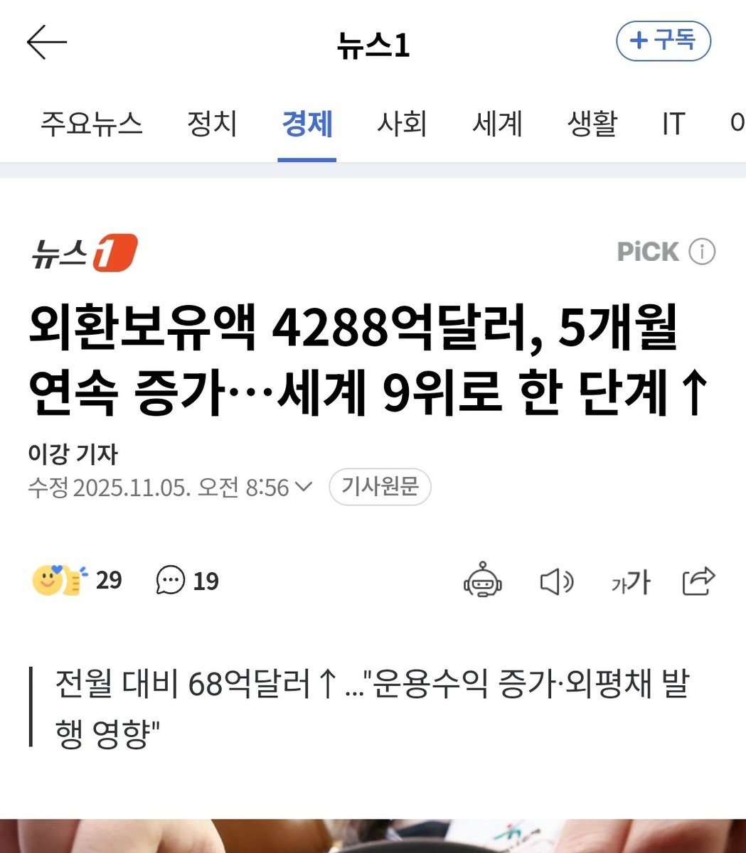 자, 정리해보자.
이재명정부 들어서 5개월간 외환보유가 계속 늘었고 세계 9위가 되었다.

고환율이 되면 외환보유액이 줄어서 문제인데 이정부들어선 오히려 외환보유액이 늘었다.

반대로 고환율이면 수출대기업은 가격경쟁력때문에 날개를 단다.
그동안 많이 이야기했으니 귀찮으니까 원자재
