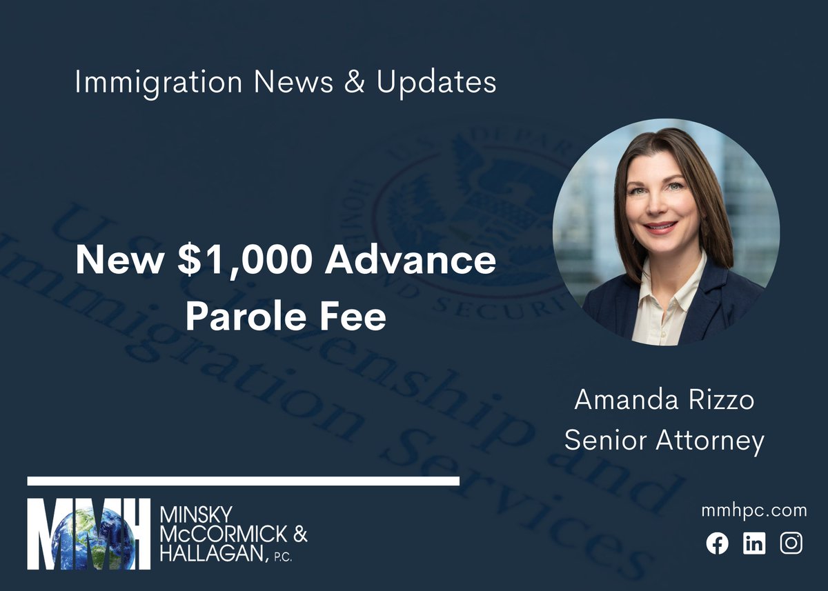 MMHPC's tweet image. Thank you, Attorney Amanda Rizzo, for shedding light on the new $1,000 Advance Parole fee. Check out our latest blog post to stay informed.

#immigration #advanceparolefee #AP

mmhpc.com/new-1000-advan…