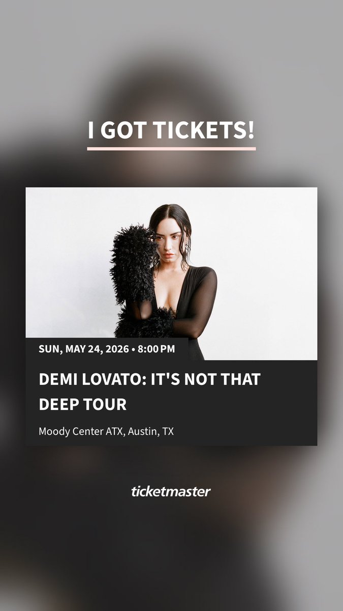 GregoryKingsley's tweet photo. I got tickets for Demi Lovato: It's Not That Deep Tour - Moody Center ATX - May 23, 2026. Who's in?

https://t.co/vpkySD3WTh https://t.co/p4dkhg0DKn