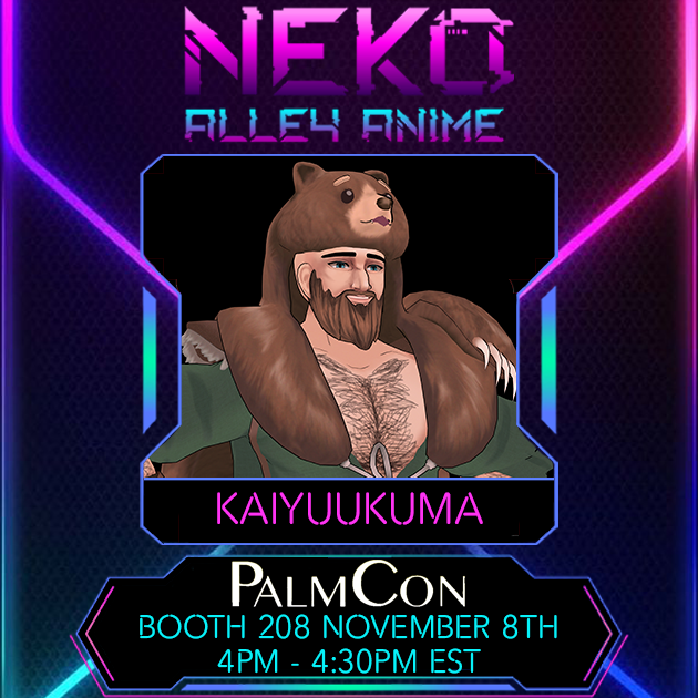 🌴Hey are you in Florida?🌴

Would you like to come to my first meet and greet?

Join me at Palmcon
Saturday November 8th
4pm - 4:30pm EST

Thanks to <a href="/NekoAlleyAnime/">Neko Alley Anime</a> for giving me this opportunity