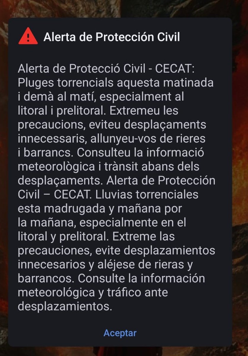 Esta alerta es una alerta "no somos Mazón". Que està muy bien no ser un Mazón, pero con un sms y una palmadita en la espalda ya estaría.