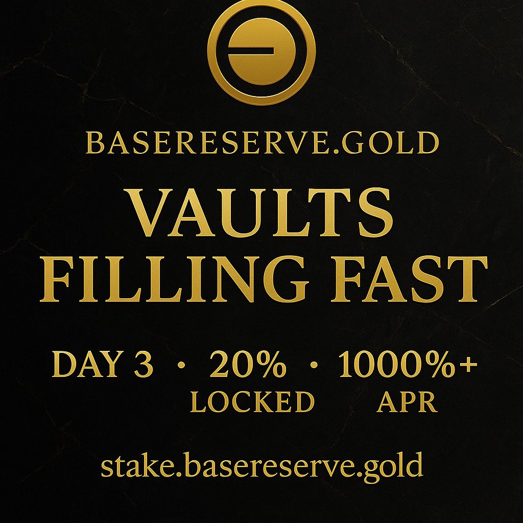 BaseReserveGold's tweet image. 🏛️ Staking is LIVE on stake.basereserve.gold
and the vaults are filling faster than anyone expected.

We’re only on Day 3 — and already nearly 20% of the total BGLD supply is locked inside the Reserve.

💰 Early stakers are earning over 1000% APR as Base-native rewards surge…