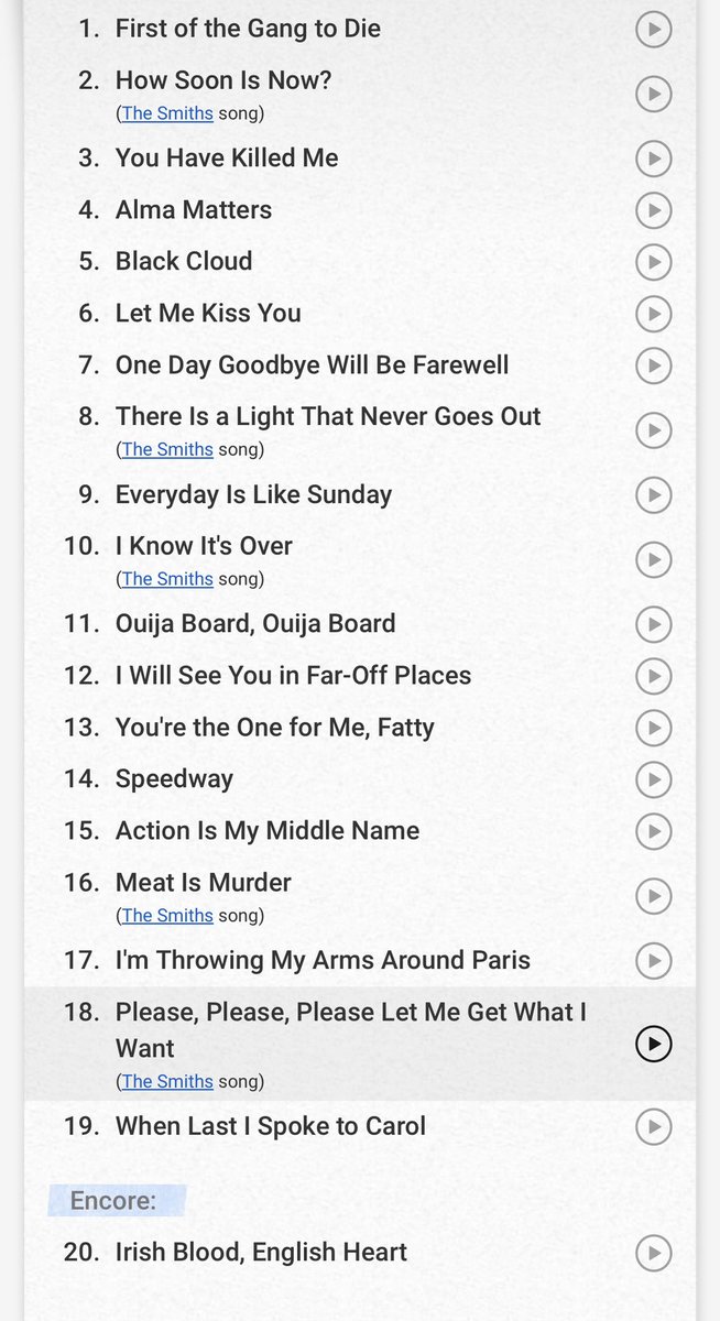 Cheivs's tweet image. Al menos en 2012 algunxs pudimos verlo en Bogotá… y con esta belleza de setlist 🖤

setlist.fm/setlist/morris…