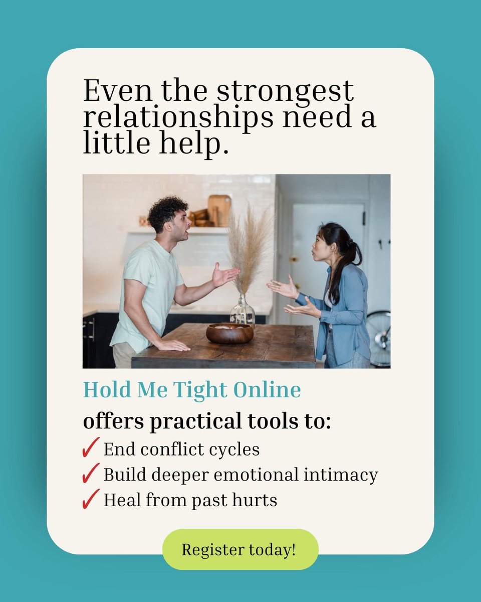Dr_SueJohnson's tweet photo. Feeling disconnected from your partner? You’re not alone. Hold Me Tight Online offers an affordable, research-backed program designed to help you rebuild trust, deepen intimacy, and strengthen your bond—all from the comfort of home. https://t.co/xgmQoPMTQS https://t.co/WAncIfeaeR