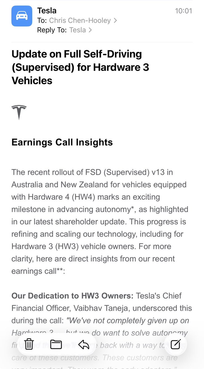 The blandest and most pointless email for us here in Australia. What about v12 FSD-S before v14 lite? 

<a href="/TeslaAUNZ/">Tesla Australia & New Zealand</a> <a href="/Tesla/">Tesla</a> <a href="/elonmusk/">Elon Musk</a> <a href="/aplusk/">ashton kutcher</a> 

<a href="/TeslaGong/">Tesla in the Gong 🇦🇺🦘🤖🚕</a> <a href="/HachikoTesla/">Tsu Lee</a> <a href="/13arm13arm/">A.R.M</a>