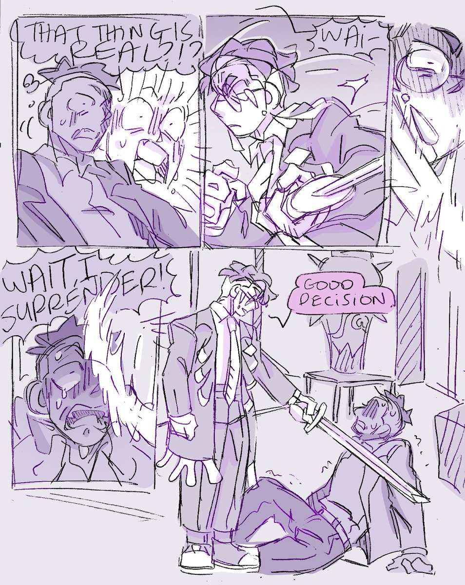 nartothelar's tweet image. corbeau and his very real katana he keeps by his desk