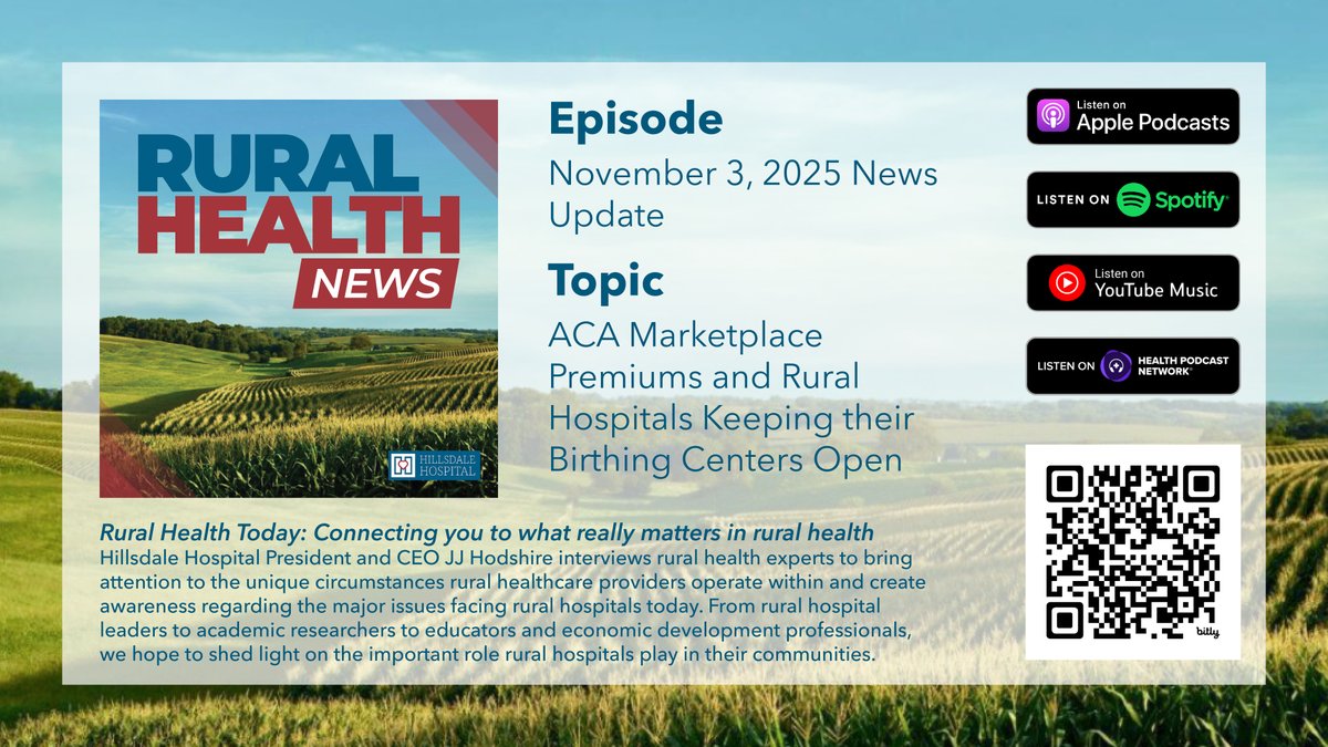 This week's news episode dives into ACA Marketplace Premiums, how the government shutdown is impacting rural communities, and rural hospitals that are keeping their birthing centers open despite the odds.

Tune in wherever you get your podcasts or at hillsdalehospital.com/rural-health-t….