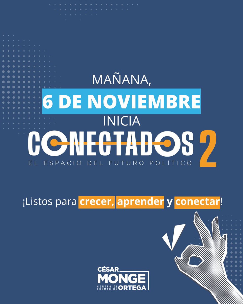 CFCesarMonge21's tweet image. ¡Es hora de Conectarnos! 💥
Mañana, Jueves 6 de Noviembre, comienza Conectados Edición 2.
 
Conoce a nuestros ponentes:
✅ Bettina Horts 
✅ César Febres Cordero 
¡Seguimos formando líderes para el futuro! 🇪🇨 
#Conectados #CFCésarMonge