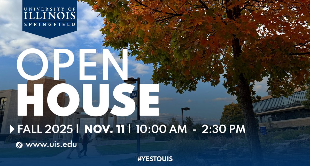 Explore your future at the <a href="/UISedu/">University of Illinois Springfield</a> Fall 2025 Open House! 🍂 Join us on November 11th to tour campus, meet faculty, and learn what makes UIS the right place for you! #YesToUIS #HigherEd

➡️Register Now: apply.uis.edu/register/Nov11…