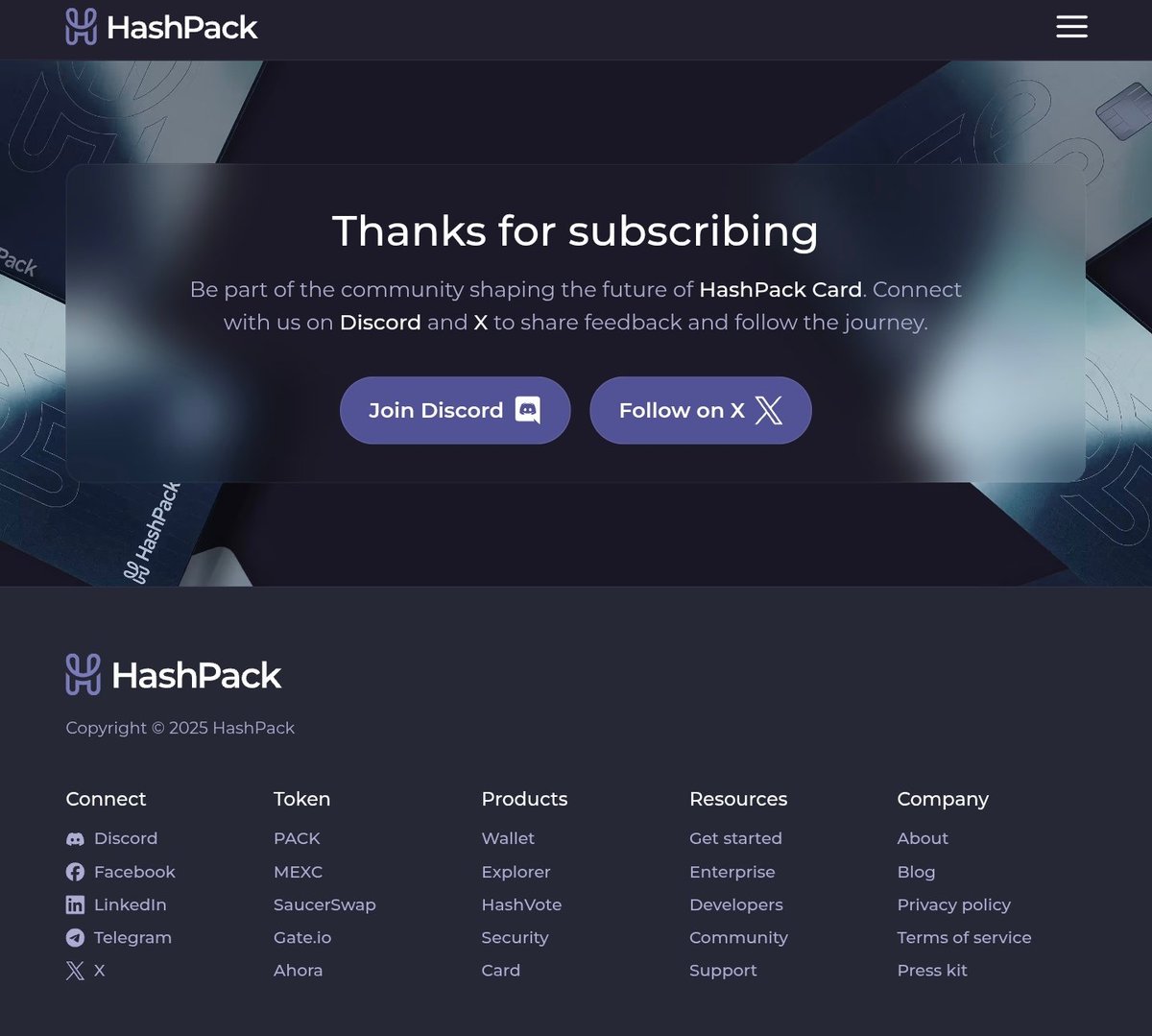 Reuren95's tweet image. @hashpack 最近要上线加密货币的借记卡，HashPack钱包无缝对接 #RWA 场景，支持在接受刷卡的所有地方使用 #USDC 消费，无需通过入金通道或交易所中转。
 
在下面登记你的邮箱，就能参与他们的产品后续功能规划👇
hashpack.app/card
 
@giverep @river4fun @gaib_ai @replycorp @wallchain…