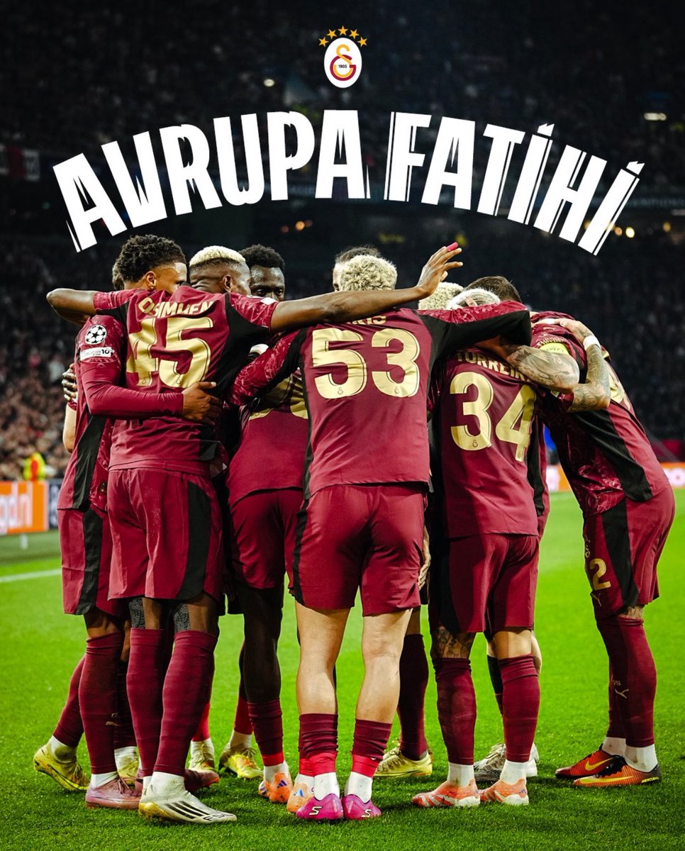 Yine ve her zaman olduğu gibi sizinle bir kez daha gurur duyduk tebrikler Galatasaray'ım

#AJAvGS
#UCL 
Ajax Galatasaray
Sabri Barış Alper Sane
Osimhen