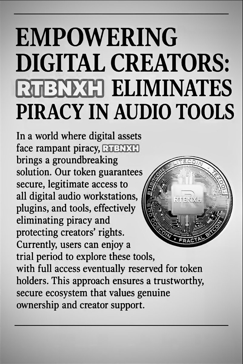 DeWaynBlaze's tweet image. Piracy costs companies millions. RTBNXH stops it. By using blockchain across Bitcoin, Tezos, Litecoin, Dogecoin &amp;amp; Fractal BTC, we secure access to digital tools &amp;amp; plugins no cracks, no leaks, no theft. Real protection for creators &amp;amp; companies. #RTBNXH #AntiPiracy #Blockchain