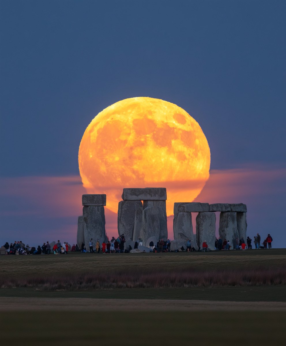 Supermoon rising over Stonehenge
