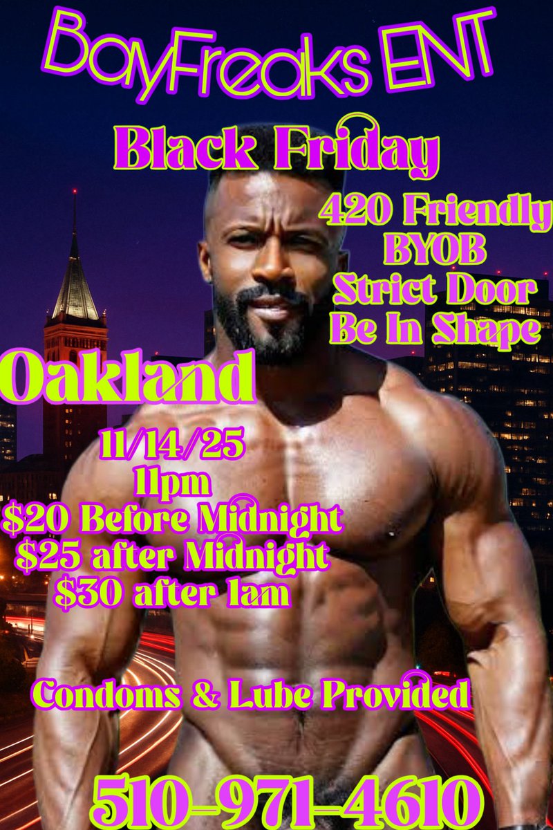 🔥BLACK FRIDAY 🔥
FRIDAY, NOVEMBER 14TH | 11PM 
The scene is 420-friendly with dark lighting, good music, and a wild atmosphere that stays intense all night.
Every man is expected to come fresh, clean, and showered To attend, a clear picture must be sent for approval