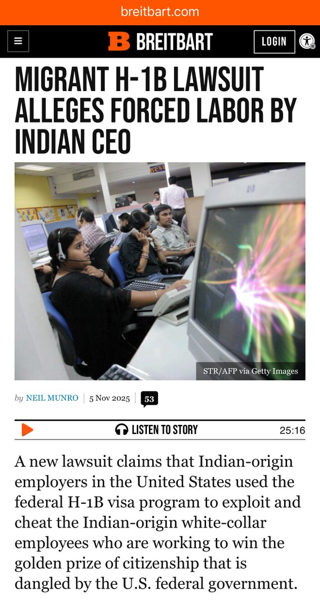 SanDiegoKnight's tweet image. So now even H-1B workers are suing H-1B employers.
It’s not just Americans getting undercut anymore…
you couldn’t design a more broken system if you tried.

#H1B #Reform #Jobs