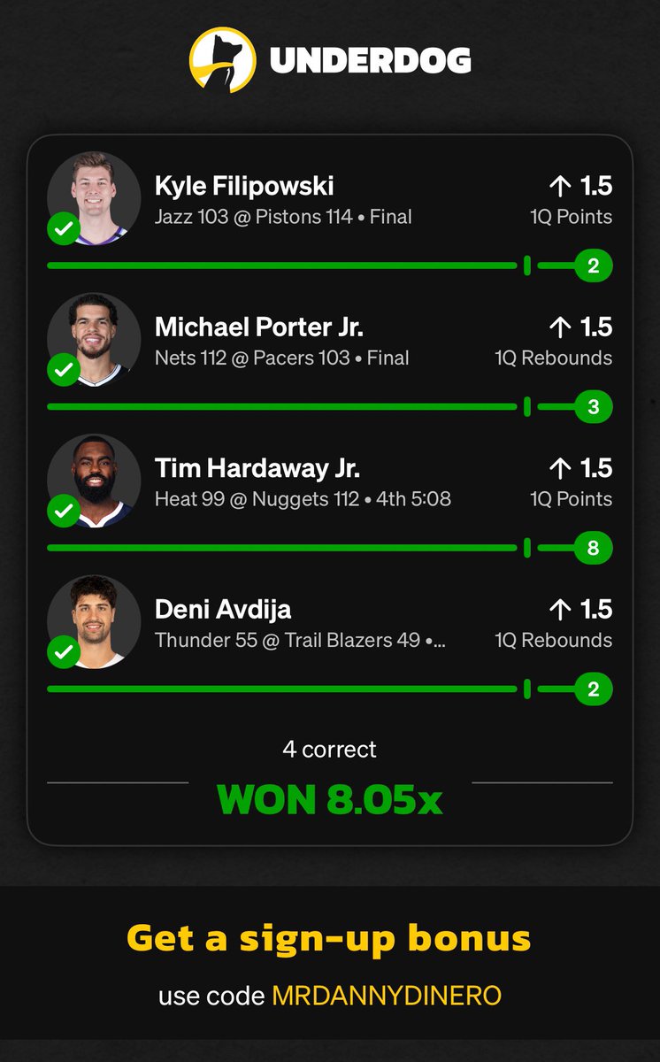 Treating UnderDog like Old Yeller tonight. 🤙🏾 #DannyDineroPicks