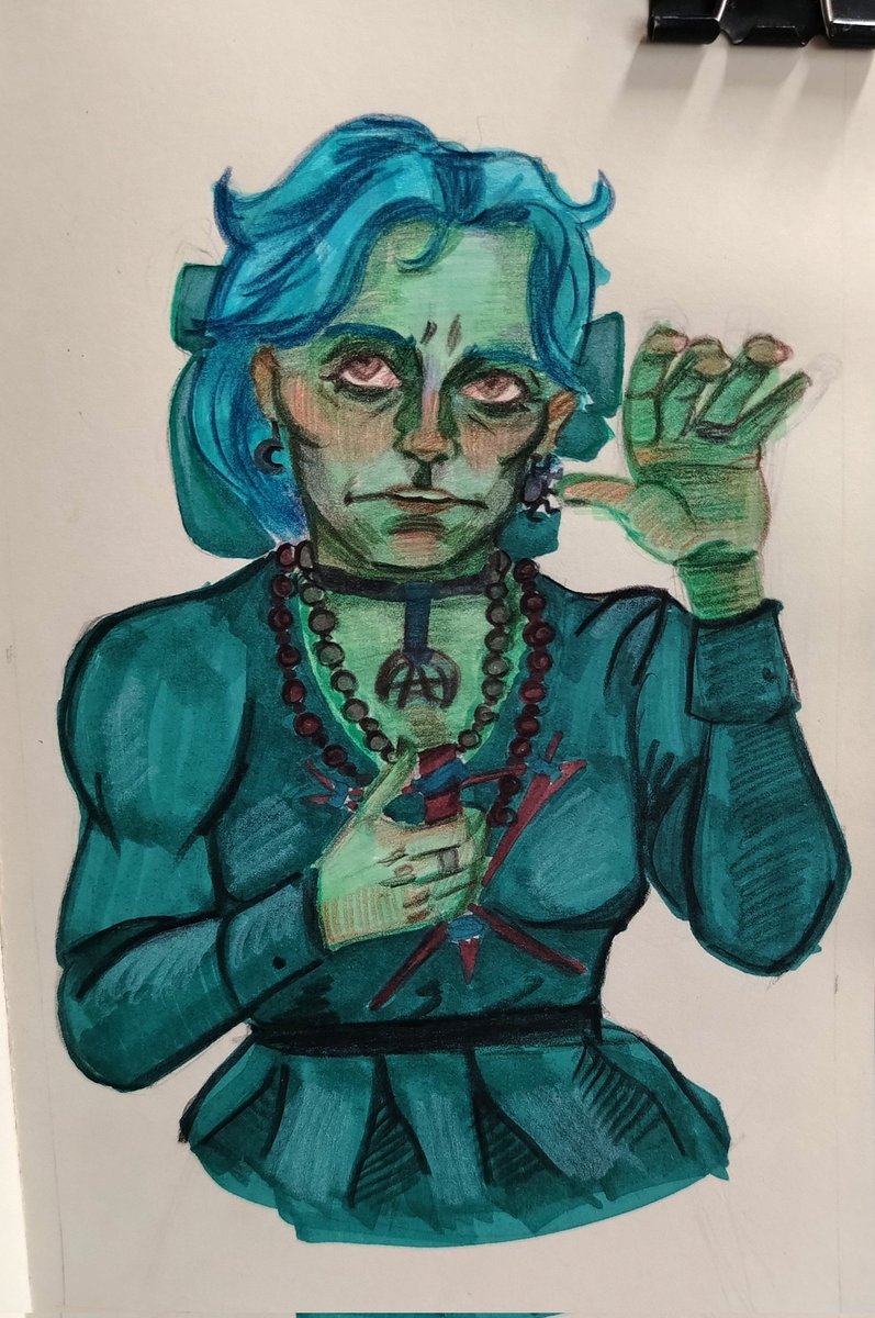 solgreen0q's tweet photo. 🔮✨

#ninah #ninahfanart #noimnotahuman #noimnotahumanfanart #artistsontwitter #art #traditionalart https://t.co/sav7O0Xuhq