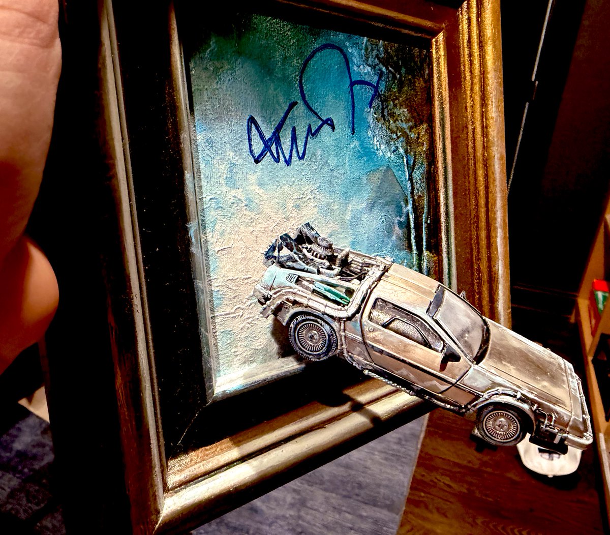 November 5, 1955, the day that time travel was invented in “Back to the Future.”

Some of my favorites in my collection. 

A Michael J Fox &amp; Christopher Lloyd signed Twin Pines Mall sign &amp; a MJF signed painting of a DeLorean popping out of it.