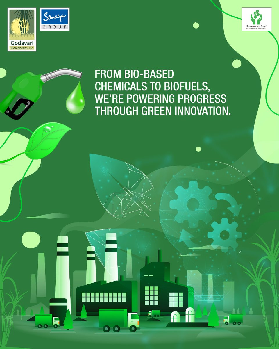 GodavariBio's tweet photo. At Godavari Biorefineries Limited, our journey is rooted in #sustainability and driven by science.
By transforming #renewable resources into high-value bio-based products, we’re shaping a cleaner, circular and more sustainable future — for industries, communities and the planet. https://t.co/eKwESUGrUv