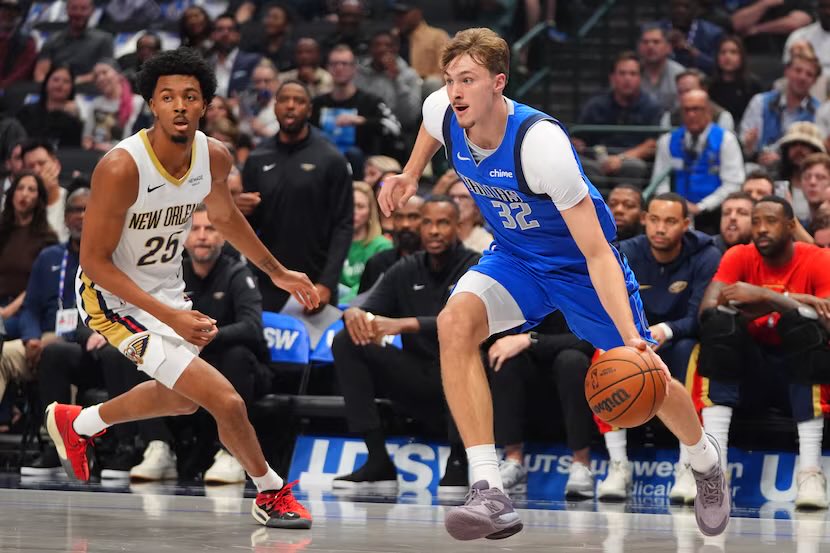 OwenBadyna's tweet photo. Following a 101-99 loss to the Pelicans, The Dallas Mavericks are in last place in the West. 

Despite losing, @dallasmavs rookie Cooper Flag with an impressive stat line.
20 PTS
9 REB
3 STL
2 BLK https://t.co/FmA62VNB8q