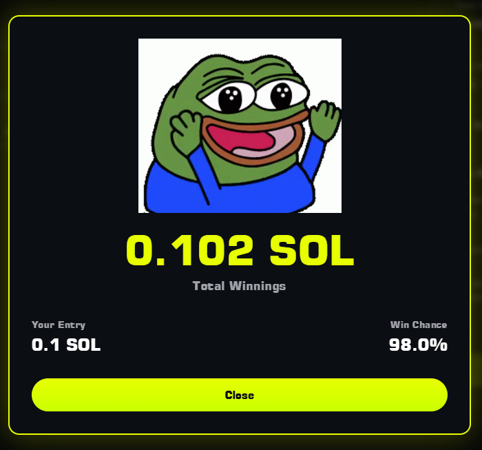HouseGamesSol's tweet photo. Winner, winner https://t.co/cUDxe0El8C