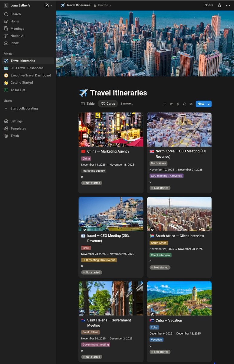 ronnipearl12's tweet image. Just planned a FORTUNE 500 CEO’s 6 country sprint in 20 days 🤯
Moscow → Beijing → North Korea (yes, really) → Israel (20% revenue deal) → Venezuela → St. Helena (only 1 flight a week!) → Cuba beach escape 🏖️#VirtualAssistant #CEOlife #TravelHacker #PhosAgro