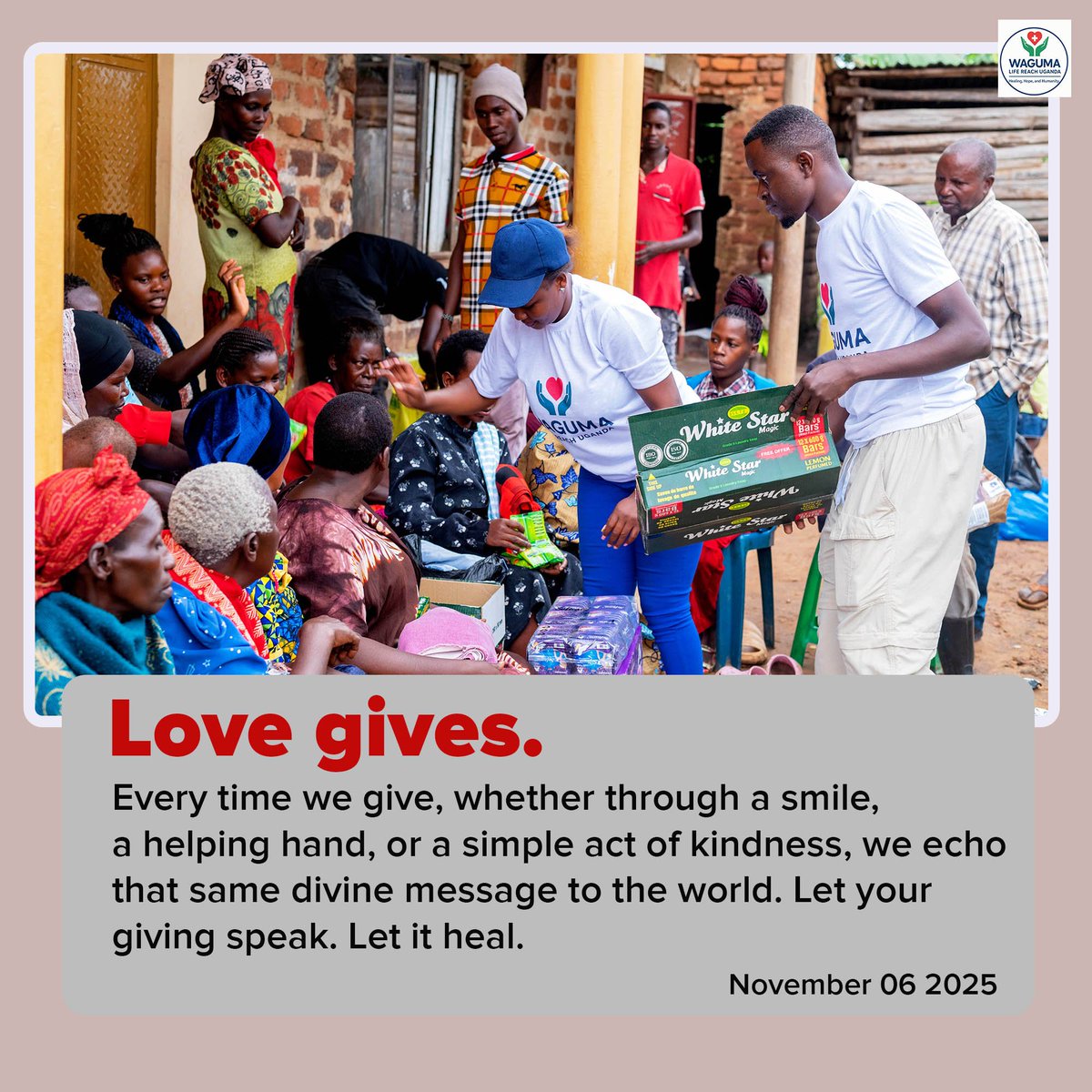WagumaAggrey's tweet photo. Love gives. God gave. We give too. Every time we give, whether through a smile, a helping hand, or a simple act of kindness, we echo that same divine message to the world. Let your giving speak. Let it heal. Let it communicate Christ.
#AGiftThatCommunicates #WagumaLifeReach https://t.co/TtQRvGcs5y