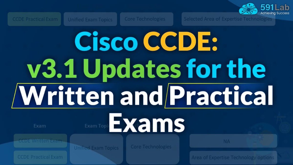 alberuni8's tweet image. Level up your networking career with the latest Cisco CCDE v3.1 updates! Get written + practical exam resources trusted by top engineers. Future-proof your skills. 🔗 [591lab.com/ccde… 

#CiscoCCDE #NetworkingPros #591Lab #TechCareers #NetworkEngineer #CCDEv3