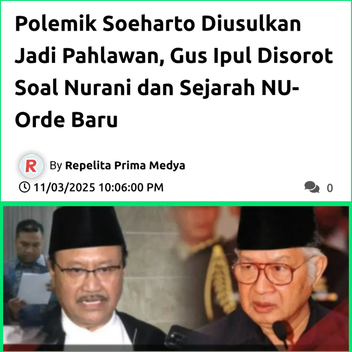 🥺🥹
<a href="/GusIpul_ID/">Saifullah Yusuf (Gus Ipul)</a> <a href="/nahdlatululama/">Nahdlatul Ulama</a>
#SoehartoBukanPahlawan

Polemik Soeharto Diusulkan Jadi Pahlawan, Sekjen PBNU Gus Ipul Disorot Soal Nurani dan Sejarah NU-Orde Baru.
repelita.com/2025/11/polemi…