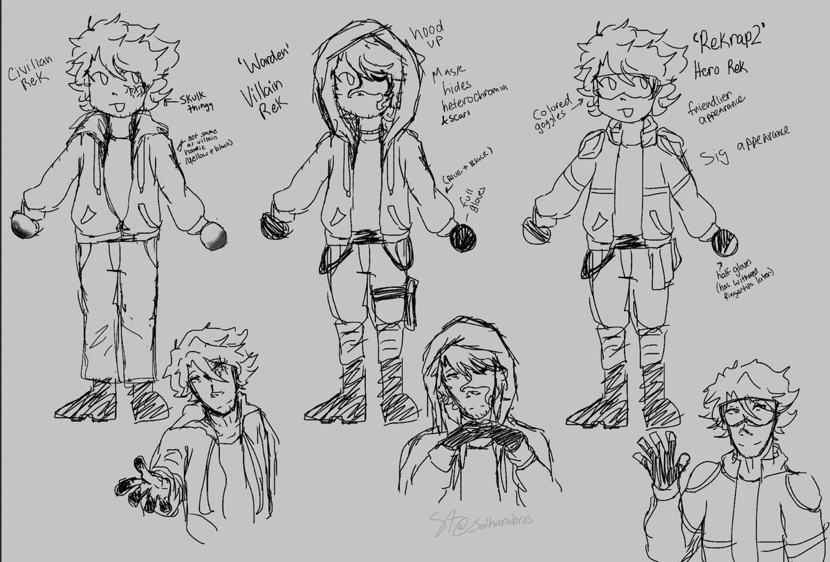 Saiharabros's tweet photo. Working on my hero/villain designs for Rek… cause I wanna draw stuff from the fic I’m writing. Debating his villain name…

#rekrap2fanart #rekrap https://t.co/DctHRrxEbX