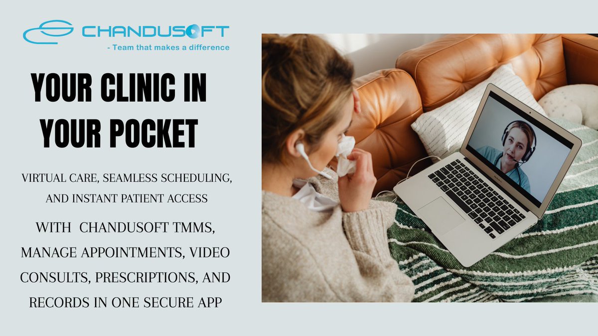 ChandusoftLtd's tweet image. 👩‍⚕️📱 Your clinic—now in your pocket!
With Chandusoft TMMS, manage video consults, appointments, and prescriptions- all in one secure app. 

#TMMS #Telemedicine #HealthTech #VirtualCare #DigitalHealth #SmartClinic #PatientCare #HealthcareInnovation #MedicalSoftware #hospital
