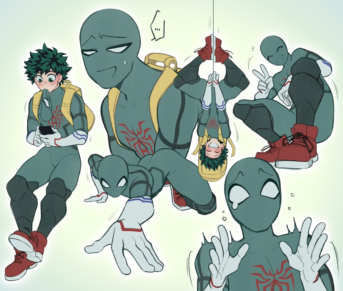 Spidey Deku doodles 💚🕷️
