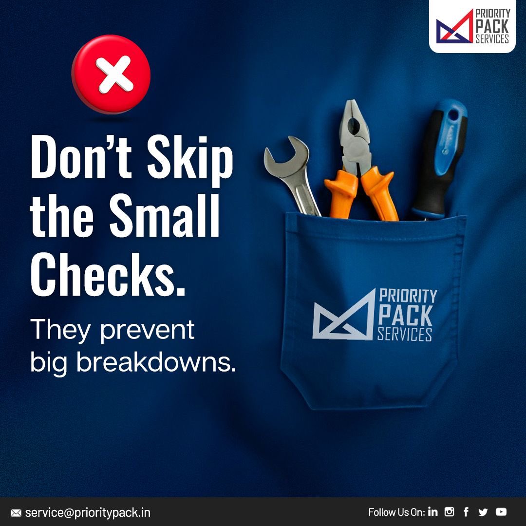 priority_pack's tweet photo. Quick inspections today can save you costly repairs tomorrow.
Stay proactive, stay productive
.
#MachineCare #PriorityPackServices #PredictiveMaintenance https://t.co/Dc9Wsi0rpZ
