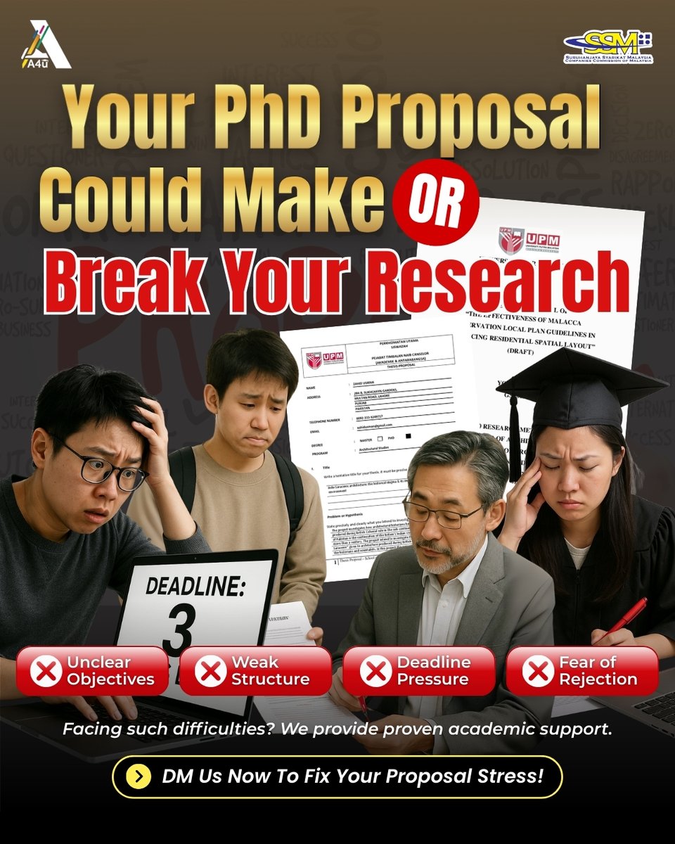 assignment4u_'s tweet image. Most PhD students underestimate the challenge of writing a research proposal… until it’s too late. From vague research questions to messy structure, one mistake can cost you months of stress.

Many students struggle with:
• ✖️ Unclear research objectives
• ✖️ Poorly structured…