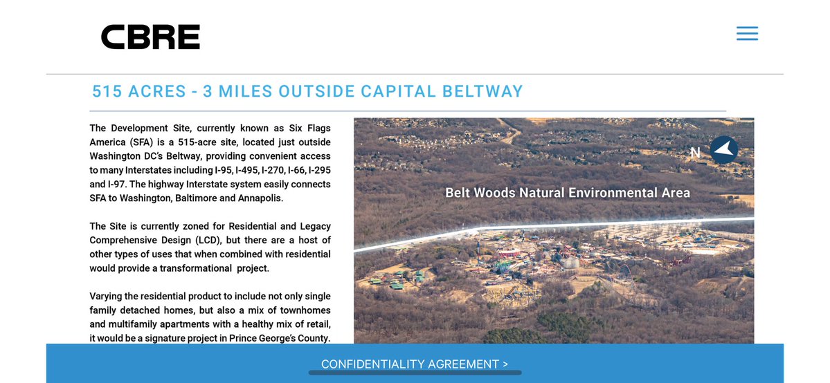 RetroSixFlags's tweet image. The real estate listing for @SixFlagsDC is officially up. It’s weird to see the property lines, and that it’s separate parcels. 
cbredealflow.com/handler/modern…
