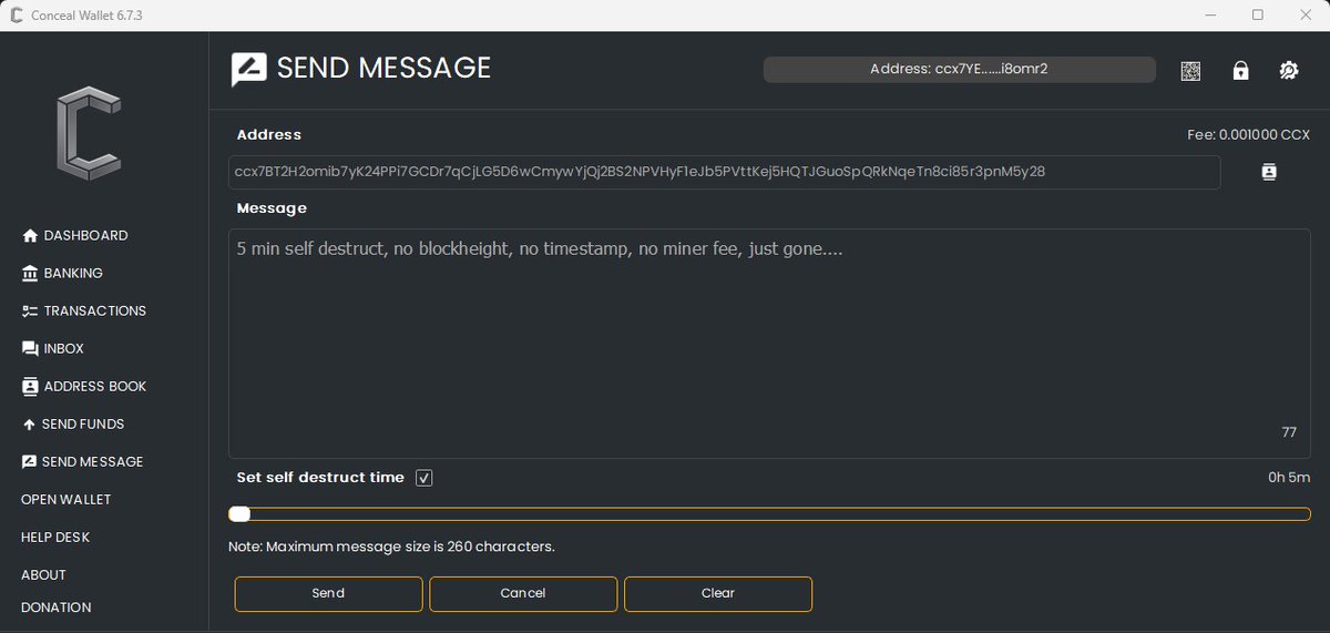 ConcealNetwork's tweet image. Conceal&apos;s encrypted self destruct message is an awesome feature, a picture is worth a thousand words. #Untraceable #privacy #pow