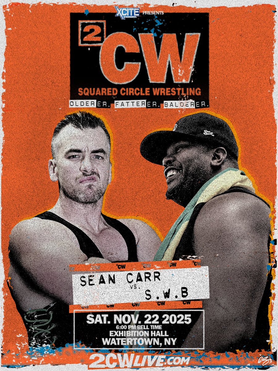 It'll be a battle of two former 2CW Heavyweight Champions on Nov. 22nd in Watertown as "Hybrid" Sean Carr takes on the "Underground King" Slyck Wagner Brown!

🎫: 2CWLIVE.com
#2CWReunion