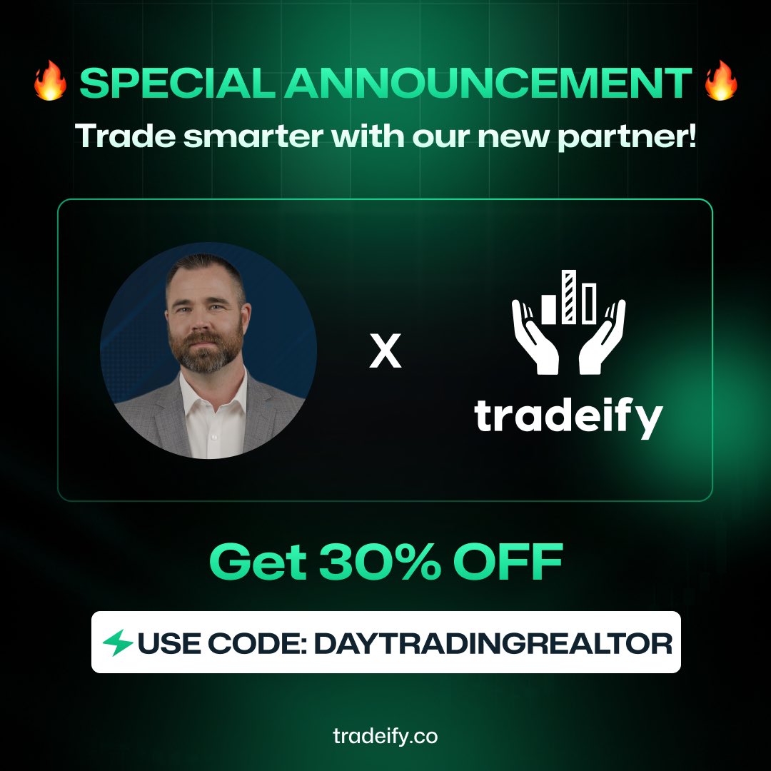 Excited to announcement a new partnership with <a href="/Tradeify/">Tradeify</a>. Until now I have only been an apex affiliate this is the only other prop affiliate I will have for now tradeify.daytradingrealtor.com