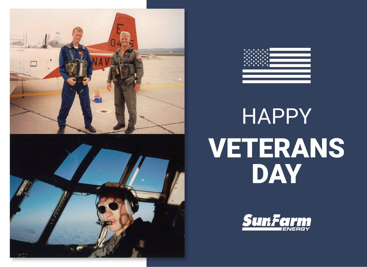 SunFarmEnergy's tweet photo. Happy #VeteransDay from all of us at SunFarm Energy. Today and everyday we salute our employees and community members who have served, including our fearless leader, Doug Herrick! Thank you for your service. https://t.co/I6NjPykPbG