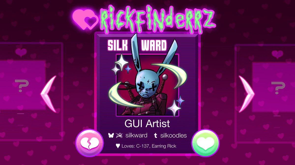 Meet Silkward, our GUI Artist and GUI Programmer! You'll see his work through the game's design, including the layout, icons, and more. Please send him all the love!

bsky/ao3 @ silkward
tumblr @ silkoodles

♡♡♡♡♡♡♡

(Flier by rickle.guy!)

#RICKFINDERRZ #RICKFINDERRZTeam
