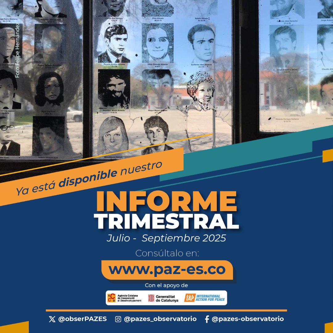 🚨ALERTA MÁXIMA El 3er Informe Trimestral PAZES lo grita: la violencia contra #FirmantesDePaz y líderes es un #GENOCIDIOPORGOTEO

👉1.445  víctimas en solo un trimestre. La inacción estatal y la impunidad permiten el desmantelamiento del #AcuerdoDePaz

📥bit.ly/4hNYIF1