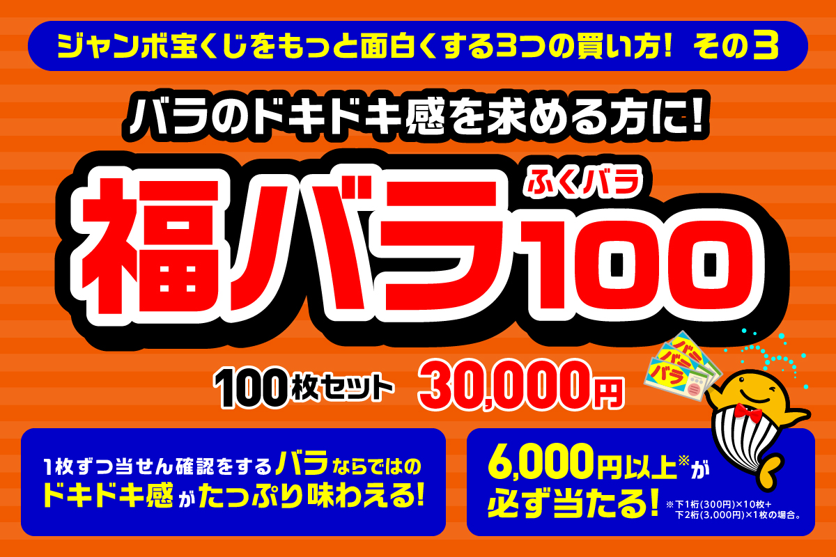 買い方いろいろジャンボ宝くじ！／ ジャンボ宝くじの「バラ」を 100枚
